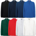 2er Fruit of the Loom Premium Long Sleeve Poloshirt Herren Polo T-Shirt Gr.S-3XL