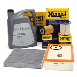 HENGST Filterset 4-tlg + 5L ORIGINAL 0W30 für VW GOLF 7 PASSAT B8 A3 1.6/2.0 TDIfür Fahreuge mit MANN-Kraftstofffiltersystem