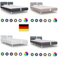 Polsterbett mit LED Einzelbett Doppelbett Jugendbett Kunstleder 90-180 x 200 cm