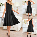 Sexy Damen Schulterfrei Partykleid Sommerkleid Midikleid A-Linie Freizeitkleid