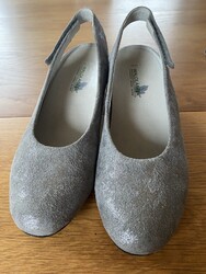 Waldläufer Sling- Pumps, Grau-Metalic, 4 1/2, (38), Klettriemchen, Edel