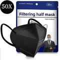 50 x FFP2 Maske Atemschutzmaske Schwarz Zertifiziert 5-Lagig Mundschutz CE2163