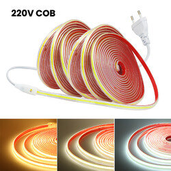 220V COB LED Streifen Stripe Lichterkette Selbstklebend Leiste Band Wasserdicht