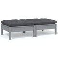 2-Sitzer-Gartensofa mit Kissen Grau Massivholz Kiefer