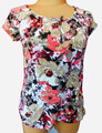 Street One  Damen Shirt Gr. 40/42  Weiß-Rot-Grün Blumen