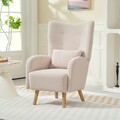 HOMCOM Ohrensessel Loungesessel mit Lendenkissen, Sherpa Fleece-Optik, Beige