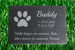 Gedenktafel Tiergrabstein Gedenkplatte Hund Schiefer Stein mit Gravur