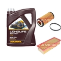 KAMOKA Inspektionspaket MANNOL Longlife 5W-30 5L für Audi TT 2.0 TFSI VW Golf V