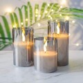 3er Pack LED Kerzen Set mit Fernbedienung Timer flammenlos flackernd Glas Wachs-