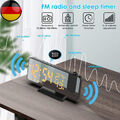 LED FM Radiowecker mit Projektion Digital Funkuhr Dimmbar Tischuhr Alarm USB NEU