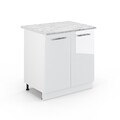 Spülenunterschrank Vicco Fame-Line 80 cm mit Regal, AP Marmor