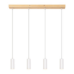 ZMH Pendelleuchte 4 Flammig Holz für Esstischlampe Küche Hängeleuchte Weiß/Gold