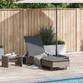 Sonnenliege Gartenliege Balkonliege Liege mit Rollen und Auflage Poly Rattan