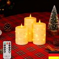 3er Set LED Kerzen mit Timerfunktion Batterie für Außen Outdoor Licht flackernd