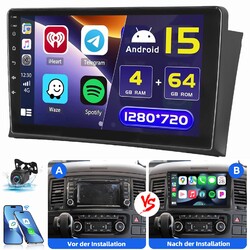 Für VW T5 Multivan 2010-2015 Android 15 Carplay Autoradio 4+64GB GPS NAVI BT KAM