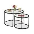 Satztisch Glastisch Beistelltisch Kaffeetisch Salontische Sofatisch 2er Set rund