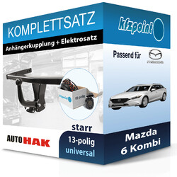AUTO HAK Anhängekupplung starr und TOWTEC E-Satz 13polig für Mazda 6 Kombi 13-AUTO HAK starr M 62 & TOWTEC universal WYR993213R