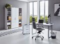 BMG Möbel Büromöbel-Set, Office Edition Mini Set 3, lichtgrau / weiß Hochglanz
