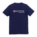  T-Shirt Montane Herren klein S marineblau Baumwolle Rundhalsausschnitt Rechtschreibung Logo T-Shirt