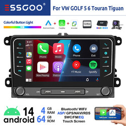 4+64G DAB+ Android 14 Autoradio Für Golf 5 6 Plus Touran Tiguan Carplay GPS NAVI