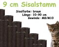 9 cm Sisalstamm, Ersatzstamm für Kratzbaum, 10-90 cm (M8/M10)(Braun)