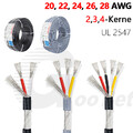2,3,4-Kern Rund Flexible Abgeschirmtes Kabel 22/24/26/28 AWG Audio Draht UL2547