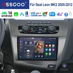 9" DAB+ Android 14 128G Carplay Autoradio für Seat Leon MK2 1P1 2005-12 Navi KAM