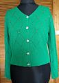Strickjacke Cardigan Damen kurz  elegant 40/42 grün mit Schmuckapplikation