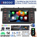 DAB+ Carplay Autoradio 6+128G Android 14 GPS RDS Kam Für BMW E46 3er 318 320 325