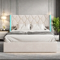Polsterbett 160x200 Doppelbett Jugendbett Stauraum Bettrahmen mit LED Lattenrost