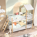 Etagenbett 90x200 cm Hochbett 2 Kinder Hausbett Treppe Rausfallschutz Lattenrost