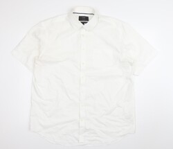 Marks and Spencer Herren Weiß 17,5 Zoll Regular Fit Kurzarm Oxford Hemd