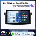 Android Carplay Autoradio Für BMW 3er E46 1998-2001  GPS SWC DAB 6+128G 4G 8Kern