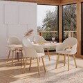 Esszimmerstühle 4er Set Polsterstuhl mit Armlehne Samt Stuhl Küchenstühle Beige