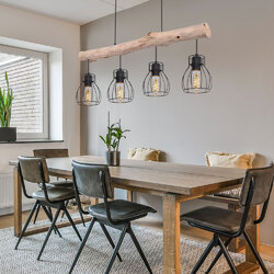 Hängelampe Pendelleuchte Holzlampe Gitter Wohnzimmerlampe Esstischlampe natur