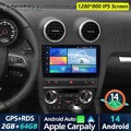 64G Android 14 IPS Autoradio Carplay BT 5.0 FM GPS Navi für AUDI A3 S3 RS3 8P 8V