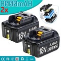 2er-Pack 18V/8,0Ah Akku für Makita BL1860B- 2er Set - 197422-4 BL1850 BL1830 LED