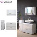 Badmöbelset Irma Weiß Hochglanz modern 80 cm 30 cm Badezimmerschrank Vicco