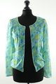 Marc Cain Damen Cardigan Strickjacke N1 grün floral Rundhals leicht + Baumwolle