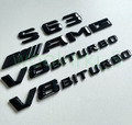 Für Mercedes Benz S63 AMG V8 BITURBO Emblem Aufkleber Schwarz Glänz Auto NEW