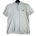 Tommy Hilfiger Polo Shirt Label-Stitching Kurzarm Herren Regular Grau Größe L