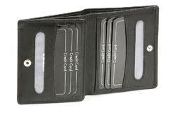 Kreditkartenhülle Scheckkartenmappe LEAS Echt-Leder,Geldbörse Hochformat schwarz