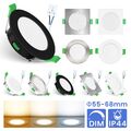 6er 4W LED Einbaustrahler Dimmbar 55-68mm Decken Leuchte Flach Rund/Eckig Spots