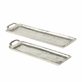 2 x Deko Tablett Bath silber Länge 36-45 cm, Tischdeko, Kerzentablett