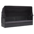Sonnenlieg Gartenliege mit Dach Polyrattan Lounge Sonnenbett Sofabett Sitzkissen
