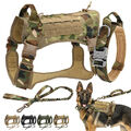 Militär Taktisches Hundegeschirr + Halsband + Leine Zuggeschirr MOLLE Hundeweste