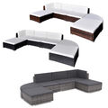 6-tlg. Garten Lounge Set mit Auflagen Poly Rattan Sitzgruppe/Balkonmöbel Set*
