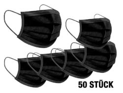 50 Medizinische OP Maske Masken Typ IIR 2R  Mundschutz 3-lagig Einweg Schwarz ✔ Typ IIR ✔ EN14683 ✔ CE zertifiziert ✔ 