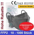 FFP2 Maske schwarz - Fischform Mund Atem Schutz - 10 20 50 100 200 Stück CE2163