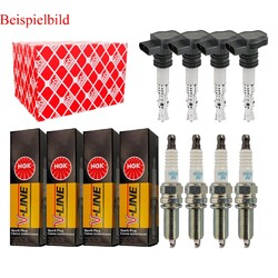 4x FEBI BILSTEIN Zündspule +4x NGK Zündkerze V-Line passend für VW Polo 9N_